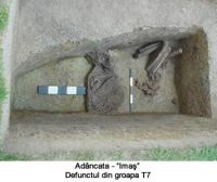 Chronicle of the Archaeological Excavations in Romania, 2003 Campaign. Report no. 4, Adâncata, Imaş.<br /> Sector T7-2003.<br /><a href='http://foto.cimec.ro/cronica/2003/004/T7-2003/adancata-defunct-t7.JPG' target=_blank>Display the same picture in a new window</a>. Title: T7-2003