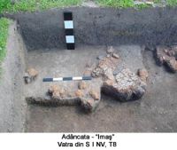 Chronicle of the Archaeological Excavations in Romania, 2003 Campaign. Report no. 4, Adâncata, Imaş.<br /> Sector T8-2003.<br /><a href='http://foto.cimec.ro/cronica/2003/004/T8-2003/adancata-vatra-t8.JPG' target=_blank>Display the same picture in a new window</a>. Title: T8-2003