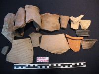 Chronicle of the Archaeological Excavations in Romania, 2011 Campaign. Report no. 30, Hârşova, La Cetate<br /><a href='http://foto.cimec.ro/cronica/2011/030/11-Fragmente-de-ceramice-de-pe-nivelul-pavajului-1.jpg' target=_blank>Display the same picture in a new window</a>